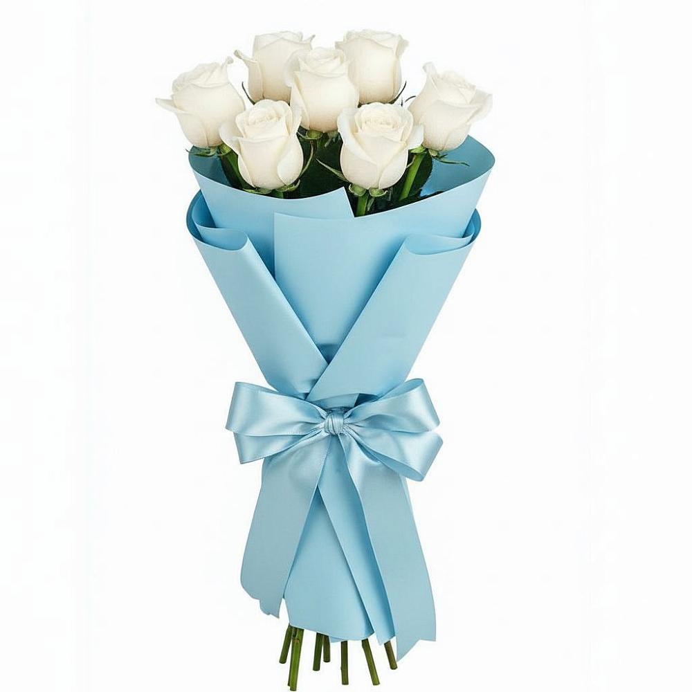 Букет 7 белых роз Проуд в Новоаннинске