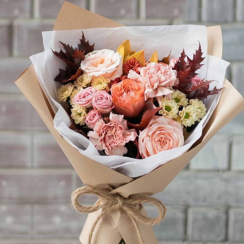 Букет цветов из: Гвоздики, Хризантемы и Розы в Новоаннинске