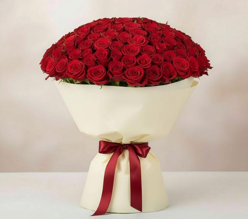 Букет 101 Красная роза Милано в Новоаннинске