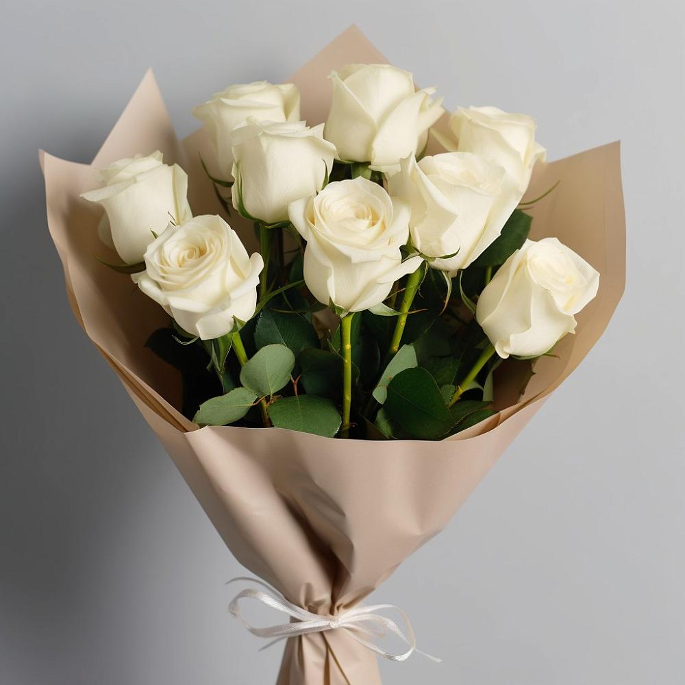 Букет 9 Белых роз Эдлесс Лав в Новоаннинске