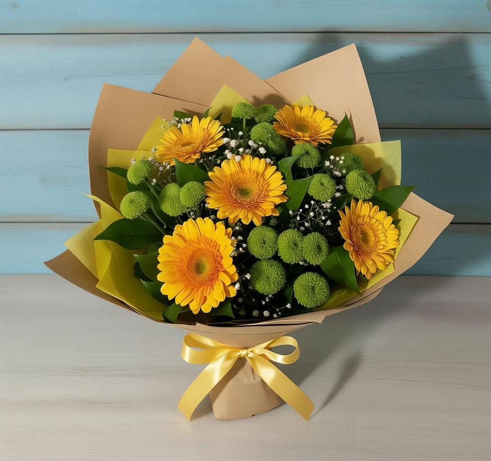 Букет цветов из: Герберы и Хризантемы в Новоаннинске