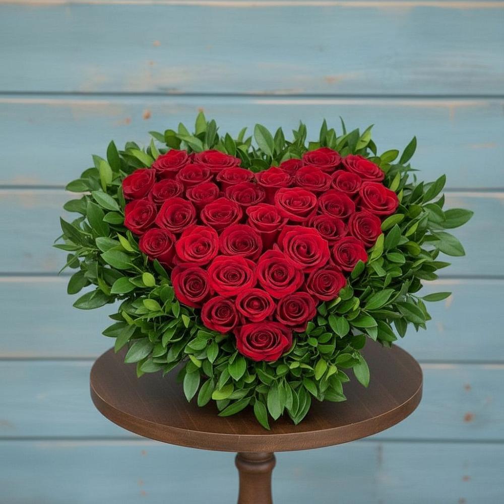 Цветочная композиция из Розы в виде сердца в Новоаннинске