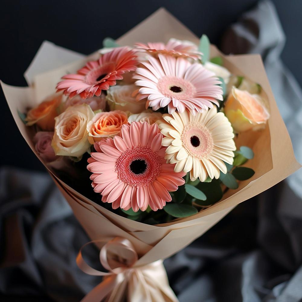 Букет цветов из: Герберы и Розы в Новоаннинске