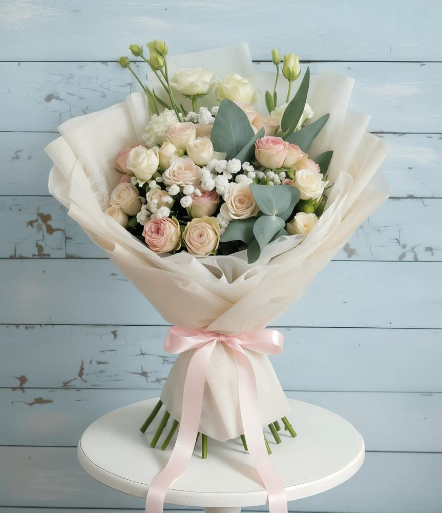 Букет цветов из: Розы и Лизиантусы в Новоаннинске