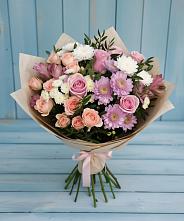 Букет цветов из:  Хризантемы, Розы и Альстромерии в Новоаннинске